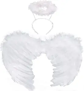 Ailes d'ange en plumes, déguisement d'halloween de noël, Costume de fête de nuit de poule