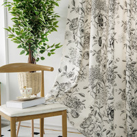 Français Floral Quatre Saisons Universel Rideau Tissu Moderne Simple Fleur Oiseau Coton Lin Salon Rideau En Gros