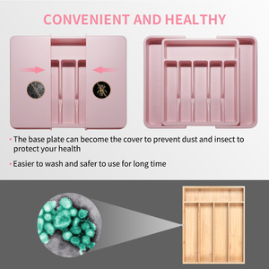Organisateur de couverts extensible en PP pour <span class=keywords><strong>tiroir</strong></span> de cuisine, plateau à couverts pour tiroirs - Product Image 4