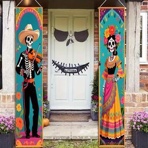 Banderas Decorativas para Fiesta del Día de Muertos Mexicano, Pancartas Colgantes para Puerta y Pared, Decoración para el Día de los Muertos - Product Image 2