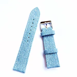 Bracelets de montre bracelet de montre en toile de toile en cuir hybride bleu fin et souple 16 18 20 22 24 26 mm pièces de rechange pour montre vente à chaud