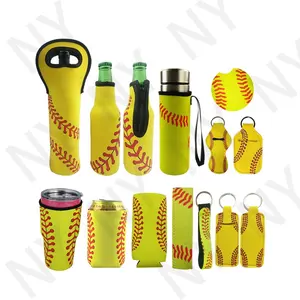 Suporte para Garrafa De Vinho Neoprene Lunch Tote De Beisebol e Softbol Coaster 12OZ Copo Copo Fino de Manga Comprida Pode Refrigerador Carro Chaveiro Jogos RTS