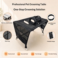Table de toilettage verticale pour salon de toilettage pour animaux, avec quatre pattes fixées, rangement d'outils, lit fixe pour le bain et le séchage des chiens et des chats