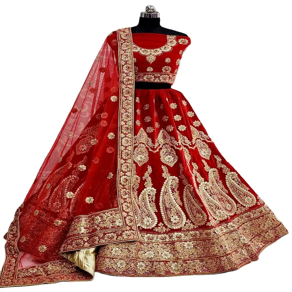 Frauen Party Wear Hochzeit Special Velvet Cording Sequenz Arbeit Lehenga Choli Kleid Indian Pakistan Ethnic Outfit