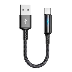 Cable de carga y datos compacto USB C <span class=keywords><strong>a</strong></span> USB <span class=keywords><strong>A</strong></span> Cable 2.4A Cable corto de 25cm, material de nailon y aleación de aluminio - Product Image 3