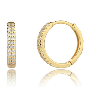 أقراط دائرية كبيرة الحجم من النحاس مطلية بالذهب عيار 18 قيراط بتصميم هندسي ملتوي مرصعة بالزركونيا المكعبة من راكول EP5615 للجنسين بأسلوب الهيب هوب - Product Image 1