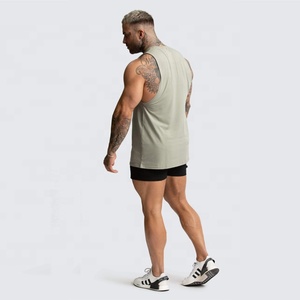 Débardeur de sport pour homme PIHA SPORTS, logo personnalisé, col rond, coton 160g, grande taille, pour la salle de sport - Product Image 4