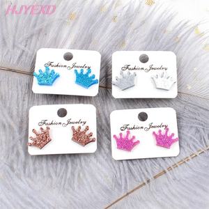 (1 जोड़ी) 16 मिमी ग्लिटर कॉफी कप स्टड ब्लू गुलाबी कार क्राउन लेजर कट विंटेज सगाई गहने - Product Image 6