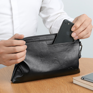 Custom Logo High Quality Luxury <b>Leather</b> <b>Men</b> Envelope <b>Purse</b> Fashion Designer Wristlets Bags Clutch Wallet <b>for</b> <b>Men</b> - Product Image 4