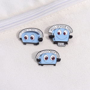Machine à pain bleu émail broche mignon dessin animé grille-pain courageux petite <span class=keywords><strong>bombe</strong></span> de bain broches revers Badge décoration bijoux cadeau pour les amis - Product Image 2
