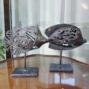 Bán buôn gang khắc nhiệt đới cá máy tính để bàn bức tượng, kim loại cá Bảng trang trí - Product Image 1