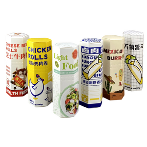 กล่องบรรจุภัณฑ์ทรงหกเหลี่ยมสำหรับอาหารเบาๆ สลัด ไก่ม้วน ตอร์ติญ่าเม็กซิกัน ม้วนเนื้อผัดผัก ชีส เนื้อวัวอบ กล่องกระดาษ - Product Image 2
