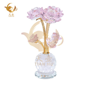 Crystal Lotus Ornament Nordic Style Living Room Decoration <b>Gift</b> For Mother's Day Valentine's Day Crystal Glass Craft - Product Image 5