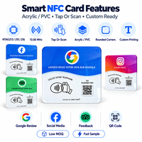 Support de table en acrylique 12 cm, carte NFC Google Review compatible NFC213 13,56 MHz, appuyez pour laisser un avis, OEM/ODM personnalisé, prêt à être expédié, en stock
