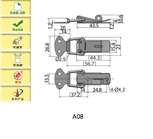 Có thể điều chỉnh tự khóa Toggle <span class=keywords><strong>Latch</strong></span> 304 thép không gỉ <span class=keywords><strong>Duckbill</strong></span> mùa xuân Hasp sắt Khóa Công Cụ Khóa Hasp đồ nội thất phần cứng - Product Image 5