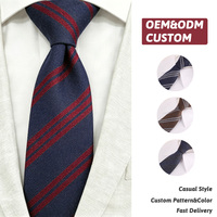 Cravate en viscose tissée rayée rouge marine pour homme, tenue de bureau, cravates sur mesure