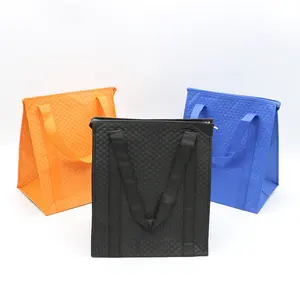 Изолированные многоразовые сумки для продуктов с логотипом на заказ, нетканые большие сумки для пикника из алюминиевой фольги с термоизоляцией для льда, сумка-холодильник для ланча