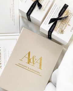 Boîte <span class=keywords><strong>d</strong></span>'invitation personnalisée en velours <span class=keywords><strong>champagne</strong></span> à couverture rigide avec feuille <span class=keywords><strong>d</strong></span>'<span class=keywords><strong>or</strong></span> et ruban de luxe Boîtes rigides <span class=keywords><strong>d</strong></span>'estampage Impression - Product Image 5