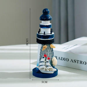 Décoration d'ornement de petit <span class=keywords><strong>phare</strong></span> océanique en bois moulé de style méditerranéen de 13cm - Product Image 4