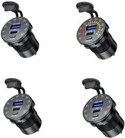 Tomas de corriente USB 12V -24V PD y QC3.0 con voltímetro colorido e interruptor