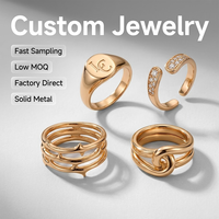 Ensemble de bagues Mosen personnalisées plaquées or 18 carats, minimalistes, lisses, torsadées, à nœuds, à épines pointues, ouvertes et ajustables pour tous les jours