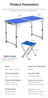 Table et chaises pliantes légères en aluminium pour marchés et parcs en plein air, camping, logo personnalisable, mobilier d'extérieur
