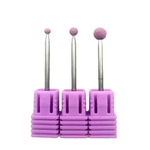HYTOOS Ball-broca de corindón rosa para uñas, fresa rotativa de piedra de cerámica de 3/32 ", accesorio de taladro eléctrico para manicura, herramientas de salón de uñas