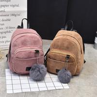 Sac à dos en velours côtelé personnalisé avec pendentif boule, sac imperméable tendance pour femmes, vente en gros