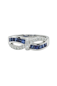 Anillo de Zafiro Azul y Diamantes en Plata de Ley 92.5 KLSR-11714 - Product Image 3