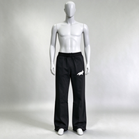 Pantalons et pantalons droits pour hommes en coton sergé noir, avec rivets personnalisés, fermeture éclair et taille plate, pour l'entraînement