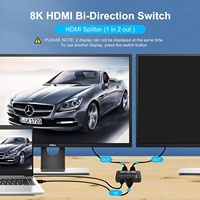 Commutateur bidirectionnel HDMI 8K, 2 entrées, 1 sortie et 1 entrée, 2 sorties compatibles avec Firestick, Xbox PS4 Roku HDTV et plus encore