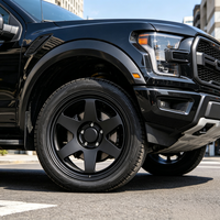 Rines de Aleación Forjados Personalizados en Negro Mate de 5 Brazos con Diseño Cóncavo para Camionetas, SUV, Wrangler, Tacoma, GMC