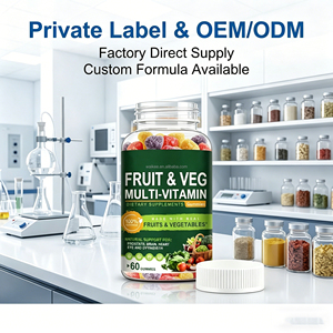 Gomitas de Frutas y Verduras Naturales al por Mayor, Fórmula de Suplemento Vitamínico Diario, Directo de Fábrica, Marca Privada, 60 Gomitas, Suministro a Granel - Product Image 1