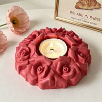 Neue Ideen Rosen-Blumengirlande Kerzenhalter Silikon-Gel-Form Aromatherapie-Kerze Gips-Ornament DIY Valentinstag-Dekoration