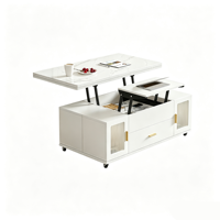 Table basse multifonctionnelle avec plateau en verre relevable, table à manger convertible, table pliable mobile, bureau moderne pour salon