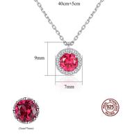 Collar de Plata 925 con Piedra de Rubí, Joyería Simple Personalizada con Diamantes para Mujer
