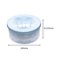 Boîte en fer blanc personnalisée pour emballage de rangement, ronde, réutilisable, pour biscuits, en métal, grande taille, pour la sécurité alimentaire, boîte à gâteau de Noël