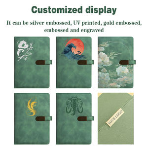 促销批发商务豪华可定制PU皮革A5笔记本和笔套装带USB - Product Image 3