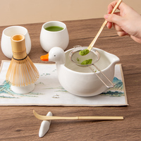 Bol à matcha en porcelaine écologique avec logo personnalisé, motif canard mignon, accessoire de cérémonie du thé japonais, fouet en céramique biologique Chasen, kit à matcha