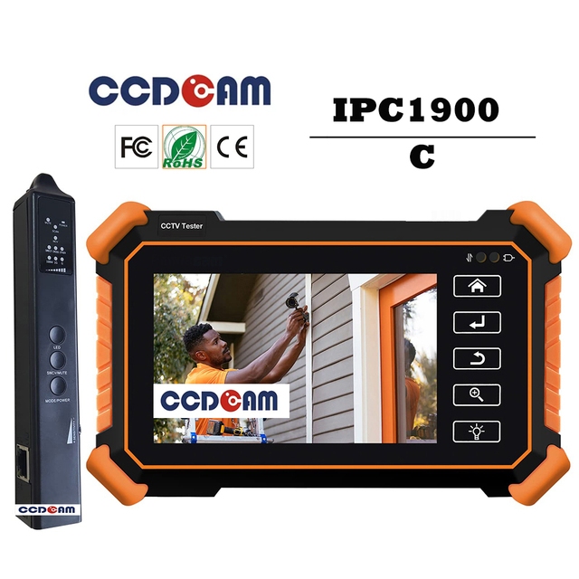 CCDCAM ET-1900+C 8K/4K 8MP CCTV Tester IP Camera Test Coax AHD CVI TVI CVBS 4-Inch Capacitive Touch Screen WiFi POE Test