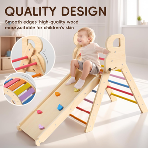 Obral besar Montessori balita dalam ruangan taman bermain Pikler segitiga Set rangka panjat kayu teknik dipoles aman untuk anak-anak - Product Image 3