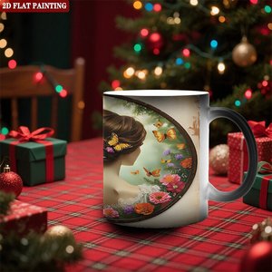 Mug blanc givré noir 11oz en céramique, tasse à sublimation activée par la chaleur pour impression personnalisée - Product Image 2