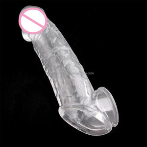 Super realistische strukturierte klare Penis Extended Sleeve Männer wieder verwendbare Kondom Cock Extender größere längere Sexspielzeug für Männer - Product Image 6