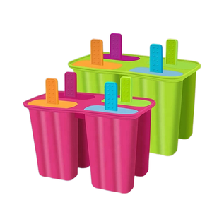 M fait à la main 4 cavités bricolage Tube Popsicle Maker Logo personnalisé impression écologique Silicone crème glacée moule bâton bac à glaçons - Product Image 1