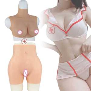 Combinaisons entièrement en silicone, col haut, gros seins et pantalon avec vagin, avec coussinets pour les fesses, amélioration pour les travestis garçon-fille, transgenres - Product Image 1