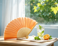 Éventail simple en bambou orange Lihuida de Guangdong, outil de refroidissement parfait pour l'été, essentiel pour la décoration