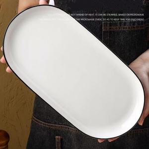 Assiette de poisson rectangulaire en céramique minimaliste nordique de 12 pouces avec relief épais et motif végétal assiette à <span class=keywords><strong>sushi</strong></span> créative personnalisée - Product Image 2