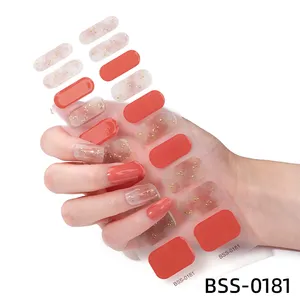Uv Gel Hot Sell Semi Cured Wraps Long Lasting Gel Nail Stickers New Arrival Styles Nail Gel Wraps Strips With Uv Lamp