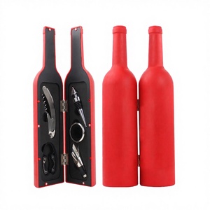5-Piece Modern Stainless Steel Wine Accessory Kit 5 1 Bottle-Shaped Gift Box Includes Corkscrew <b>Pourer</b> Stopper Aerator Foil - Product Image 3