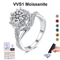 Bague de mariage pour femme en argent sterling S925, couleur D VVS, diamant Moissanite 1CT/2CT, style royal, sertissage à quatre griffes, best-seller